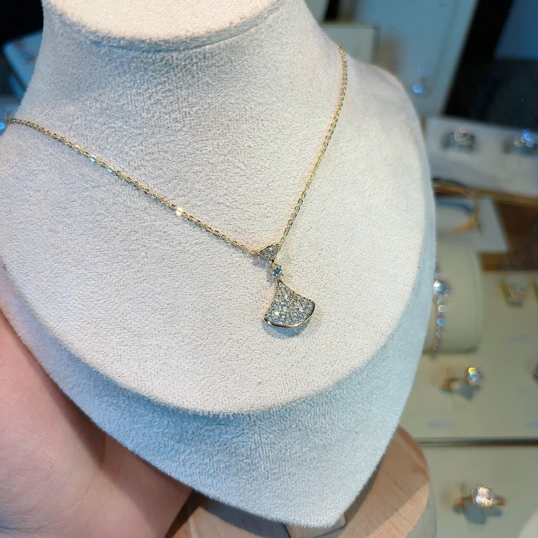 GSTS 铜合金项链 扇子精致气质轻奢时尚百搭简约项链XL324