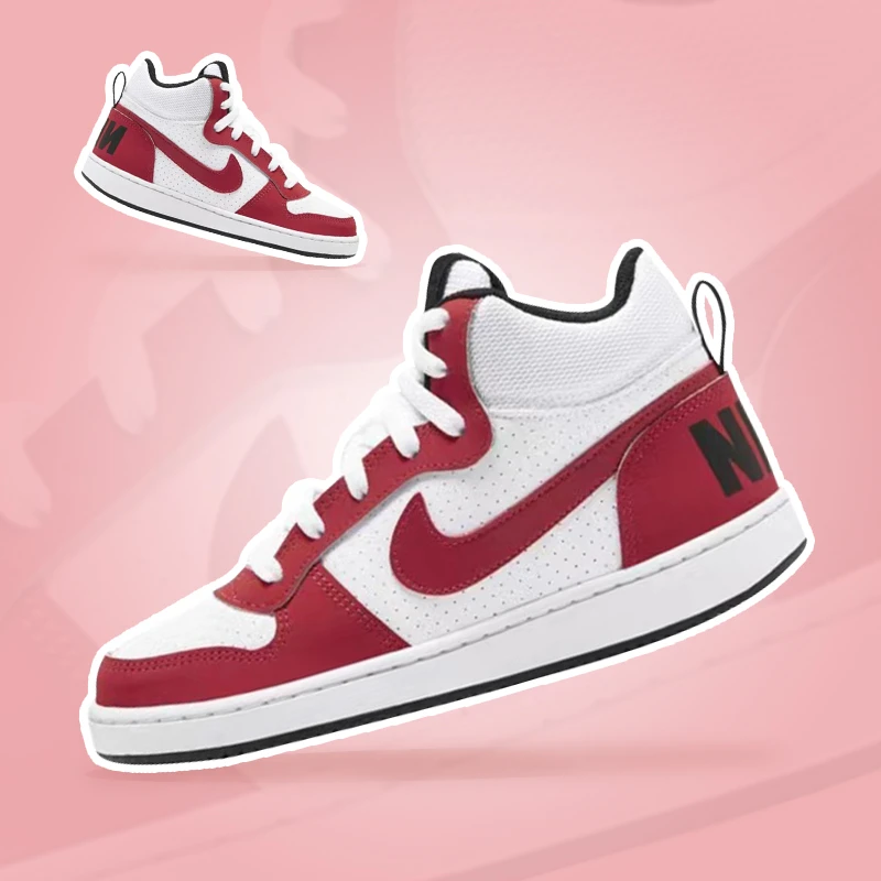 Nike Court Mid 耐克女子白红复古中帮运动休闲篮球鞋 839977-103