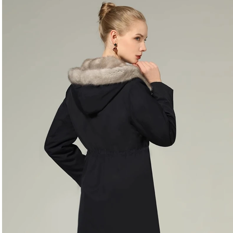 【送围巾】海宁貂绒派克服女款2025新款可拆卸内胆尼克服小莉专属