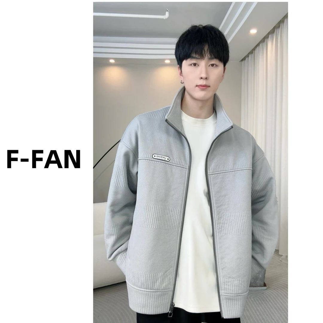 （凡凡）秋冬百搭潮流宽松夹克休闲韩版ins时尚羊毛开衫外套W-766