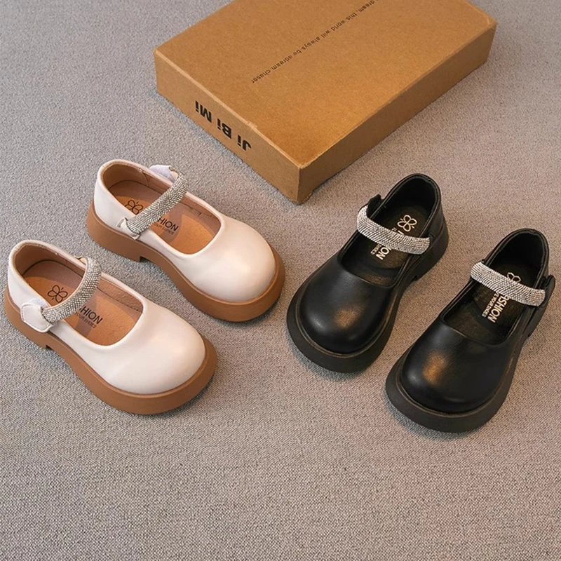 女童皮鞋2024春秋新款儿童鞋小女孩公主鞋软底豆豆鞋黑单鞋