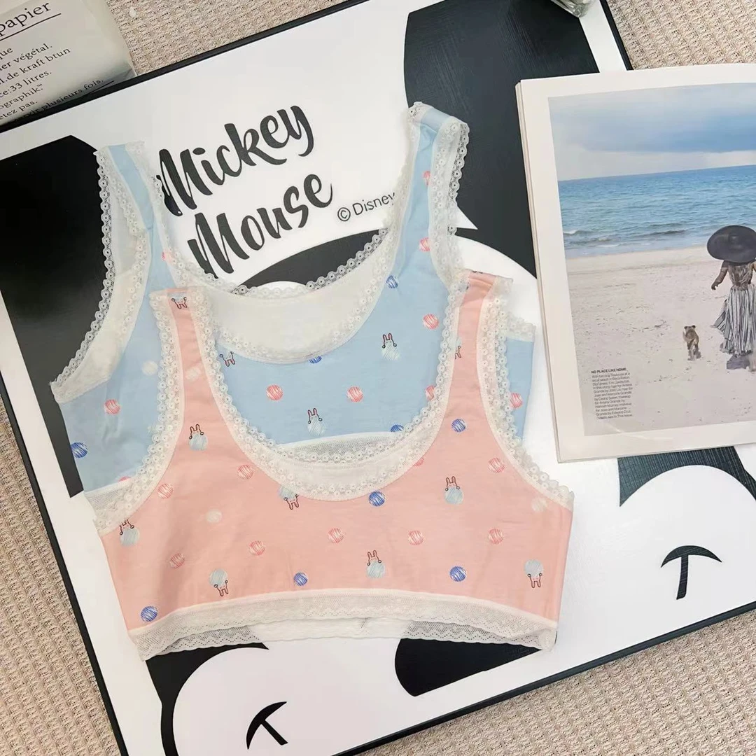 094(2件装）萌芽期，女童少女蕾丝边棉质透气双层小兔子文胸