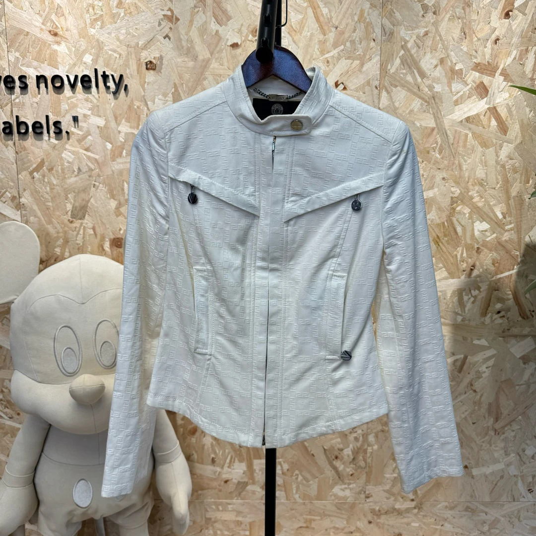 99新 VERSACE/范思哲 满印白色短款夹克 40码 YS000155