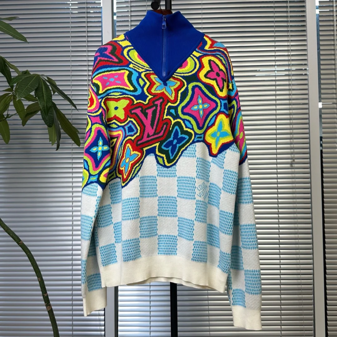 路易威登/Louis Vuitton 炫彩棋盘卫衣 M码/专柜价12800/cl01991