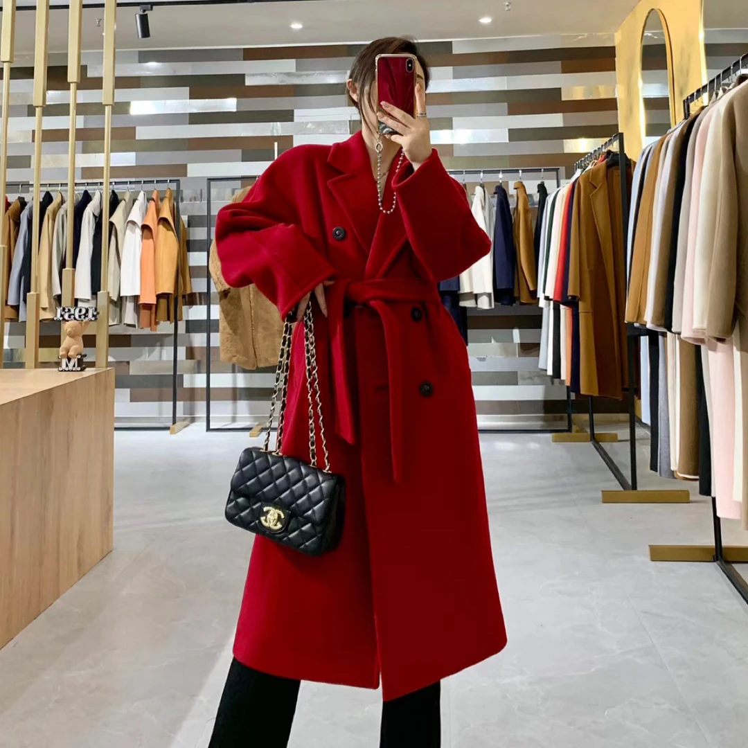99新 MaxMara 101801经典红色大衣 2码 cl00275