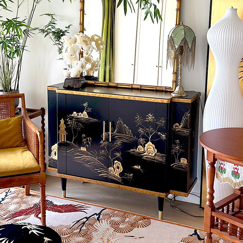 120*40*90风入户装饰玄关柜进门整体家用门口隔断彩绘多功能鞋柜