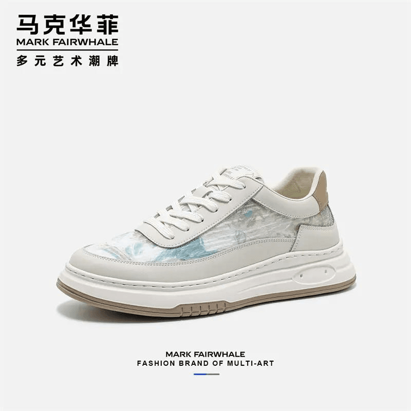 马克华菲透气男鞋2024春季新款板鞋增高网面休闲鞋潮小白鞋子男款