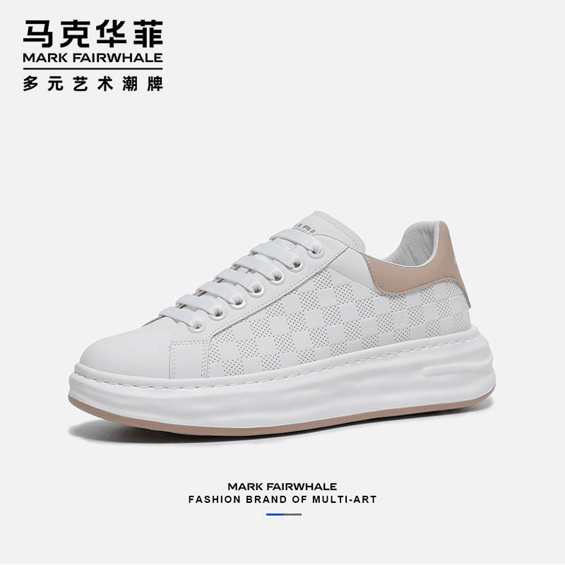 春季新品马克华菲2024真皮新款男士休闲透气增高低帮运动板鞋男鞋