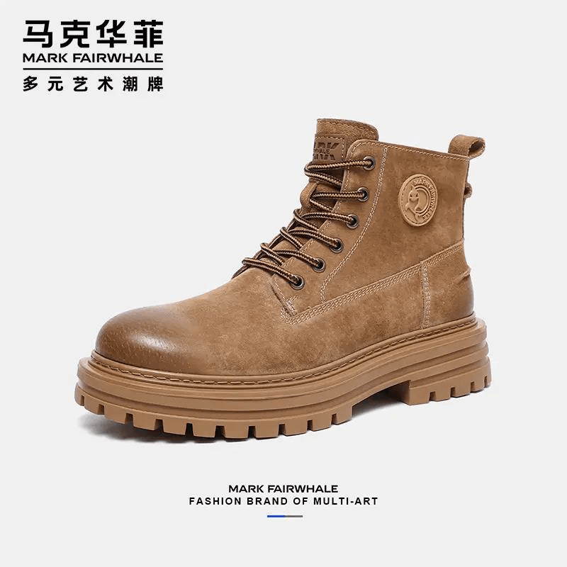 马克华菲2024年春季新款时尚厚底马丁靴男高帮潮流复古风休闲男靴
