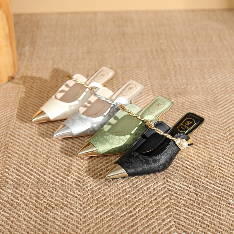 sufeifei/苏妃妃228-32时尚国风新款高跟凉鞋女优雅春季包头半拖