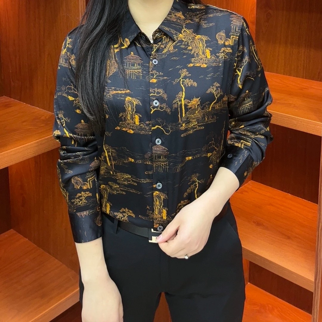 高端男士桑蚕丝衬衫轻奢时尚商务通勤百搭休闲长袖衬衣96883)