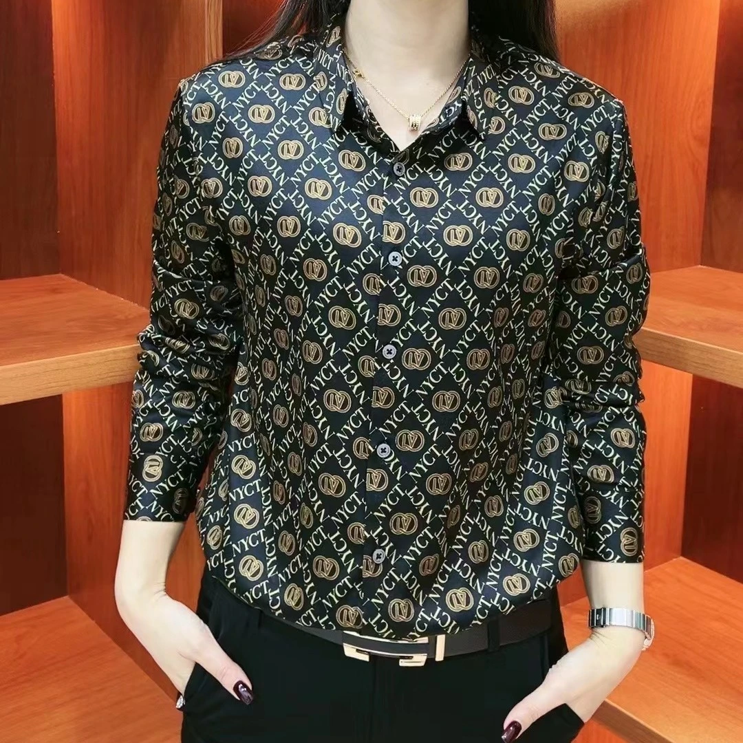 高端男士桑蚕丝春秋衬衫轻奢时尚商务通勤百搭休闲长袖衬衣99912）