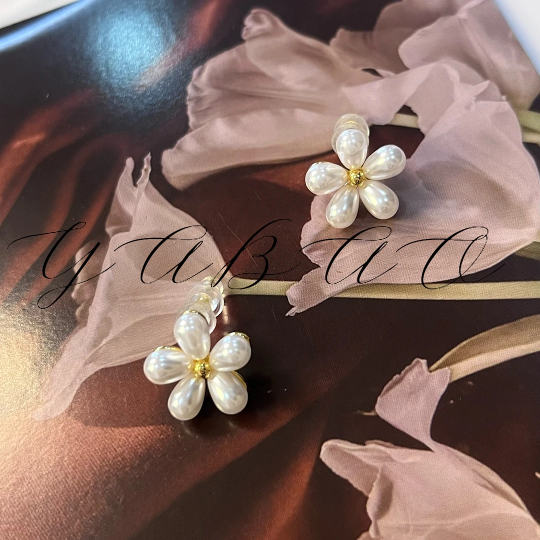 黄铜耳饰 日韩花朵甜美耳钉简约百搭耳环小众设计高级感耳饰气质