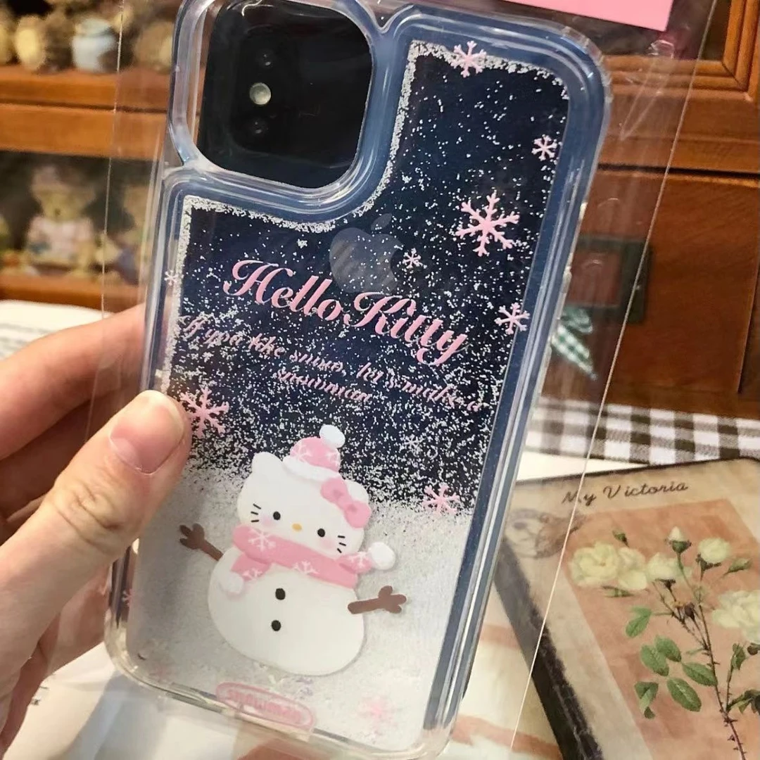 雪花粉围巾雪人KT适用苹果15手机壳iPhone13新款14promax软16女11