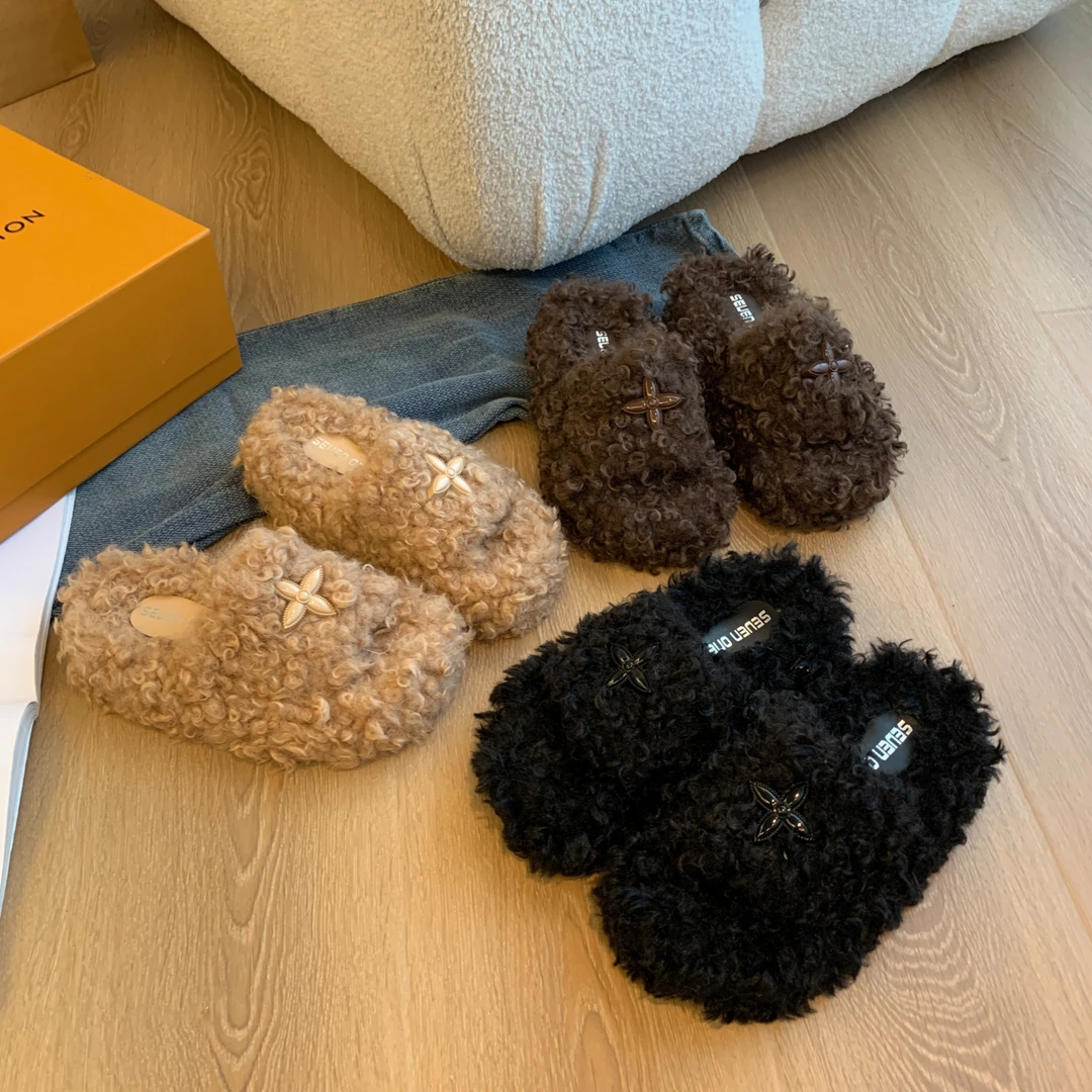 网红ins毛毛拖鞋女秋冬季外穿2024新款名媛风百搭防滑