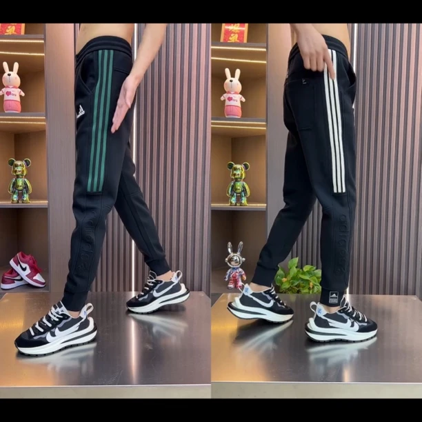 秋季新款棉质刺绣侧条休闲裤980