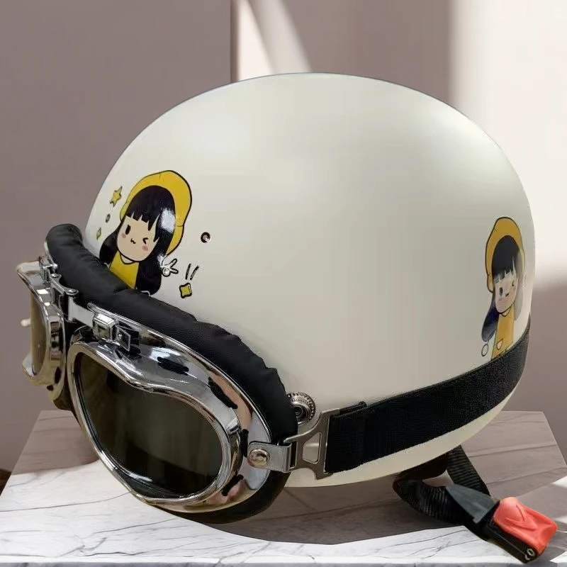 电瓶电动车头盔灰男女士半盔夏季防晒四季通用夏天复古可爱安全帽