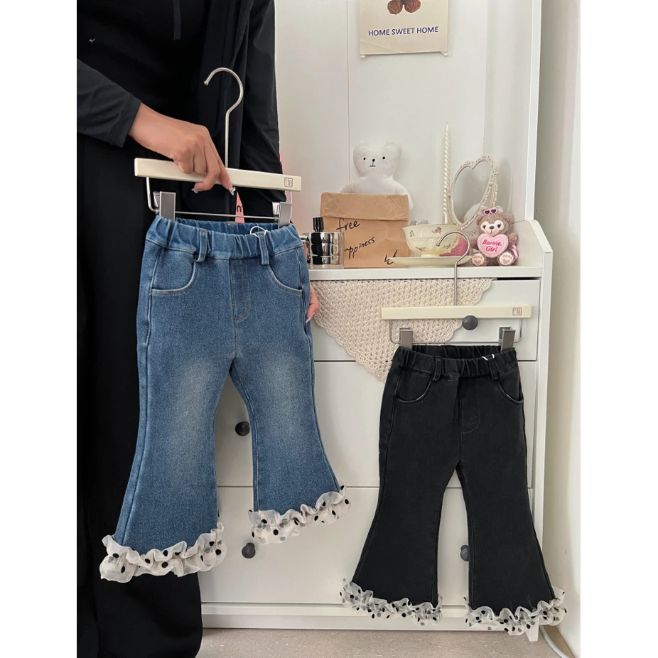 釉兮~波点花边牛仔裤882832