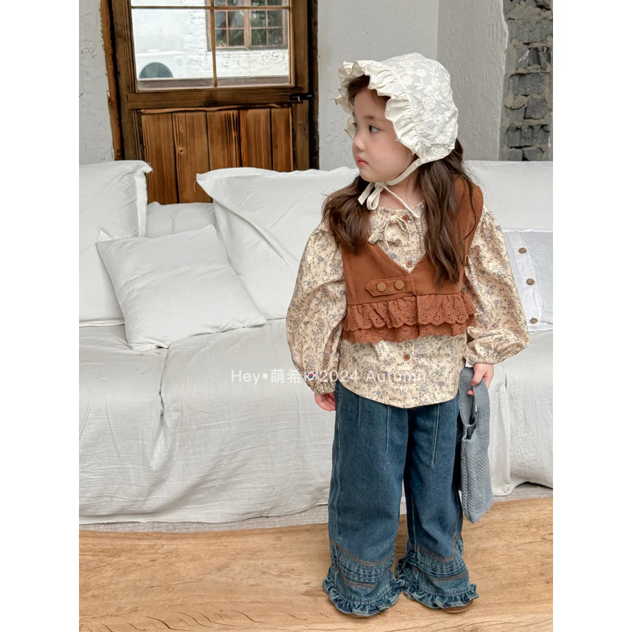 萌希~韩版两件套M238(马甲+衬衫）