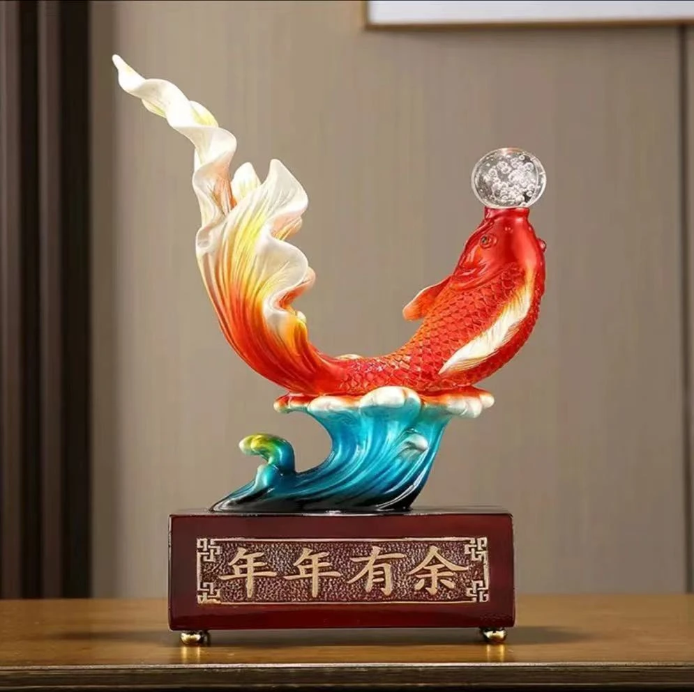 年年有余招财鱼摆件办公室客厅酒柜电视柜家居装饰品乔迁新居礼品