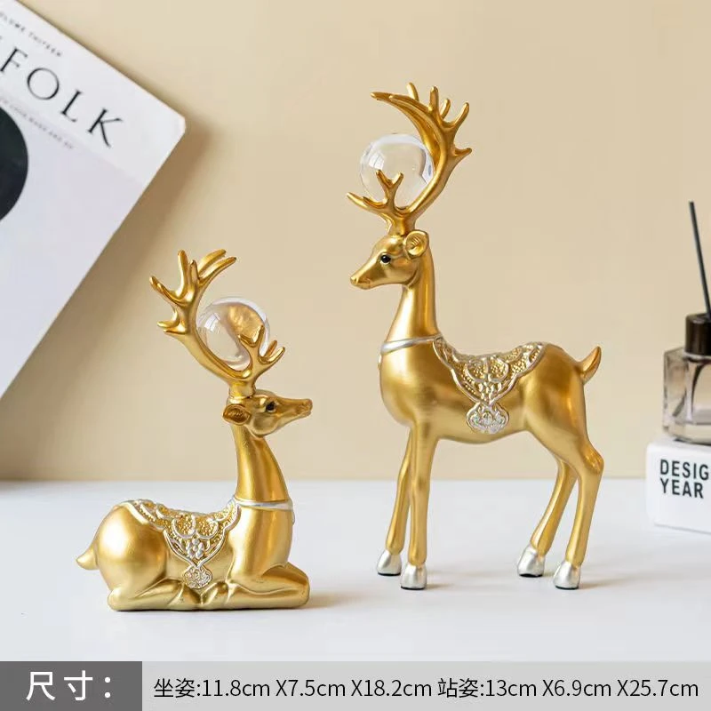 招财麋鹿摆件家居家装创意玄关房间工艺品室内客厅酒柜茶几电视柜