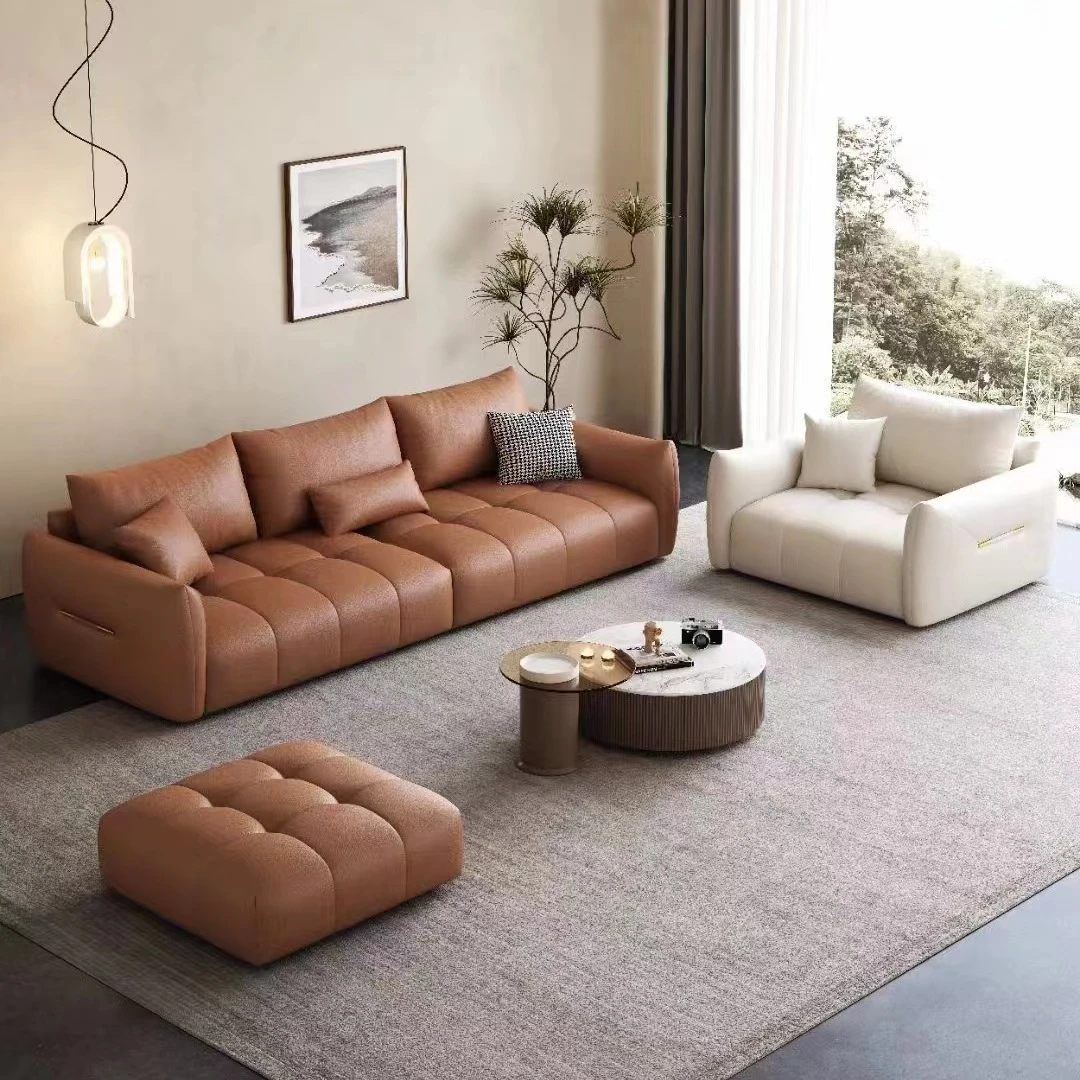 【丽家专属】网红客厅简约家用沙发科技皮革猫抓布免洗极简沙发坐具