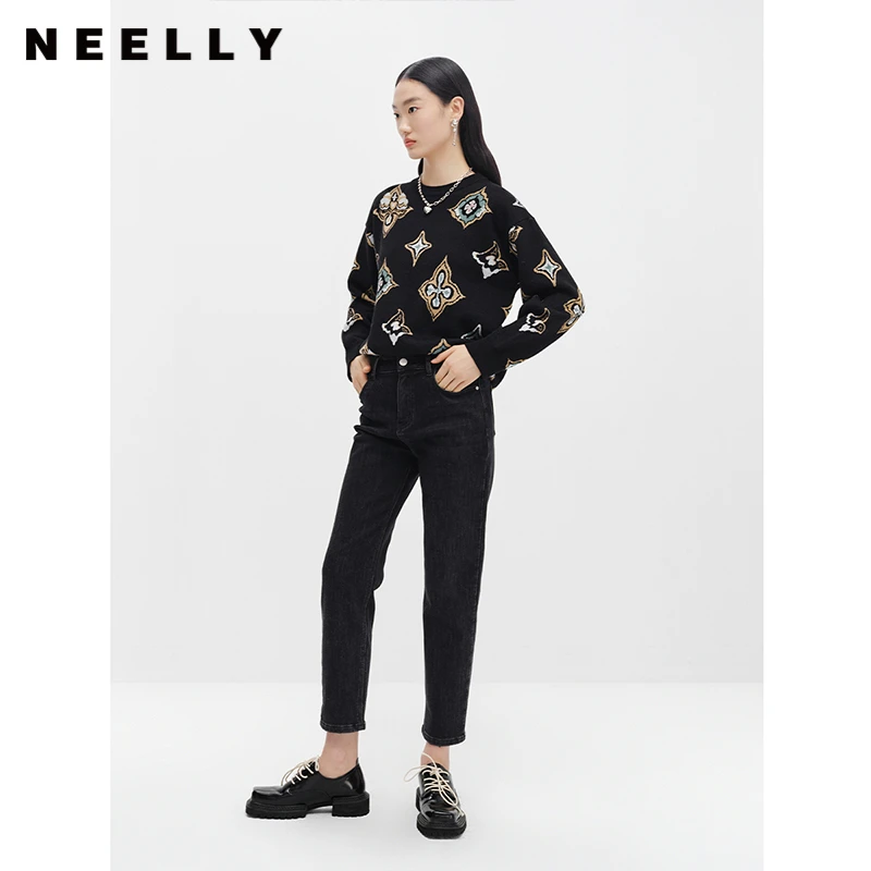 【陈大可专属】NEELLY纳俪商场同款高腰牛仔裤N22121H01165