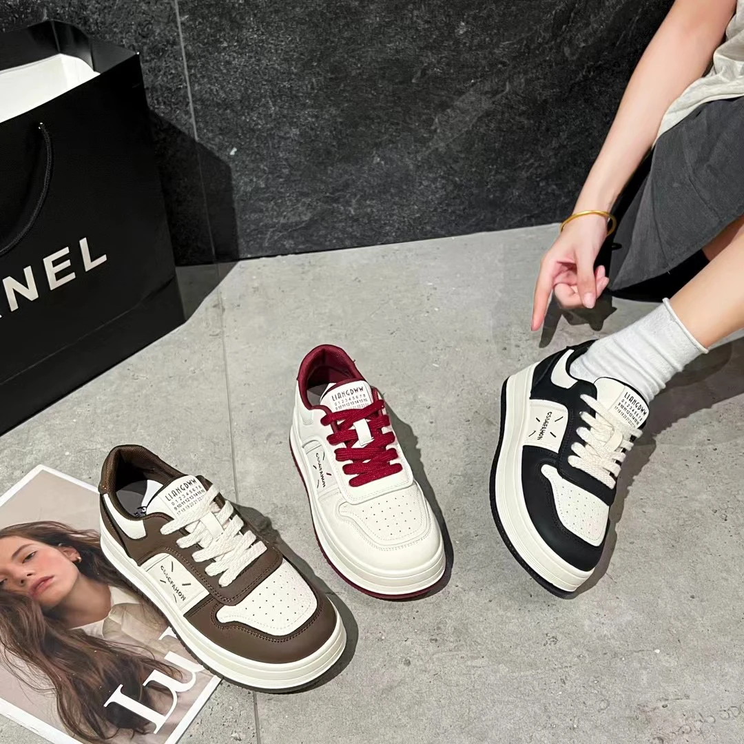 小皮匠F3时尚53舒适板鞋厚底休闲系带女单鞋2024秋季新款女鞋