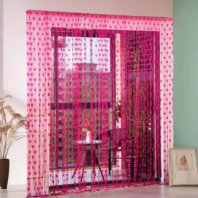 韩式浪漫爱心线帘加密家用客厅卧室隔断门帘窗帘婚庆帘子挂帘纱帘