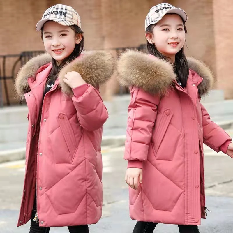 童装潮款Y冬季女童羽绒服新款中大童加绒加厚洋气保暖中长款女孩