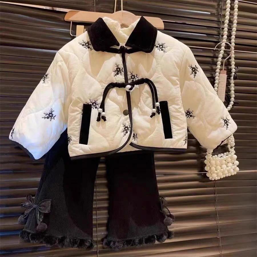 童装潮款Y女宝宝冬装加绒套装新款洋气服外套女童袄保暖衣两件套