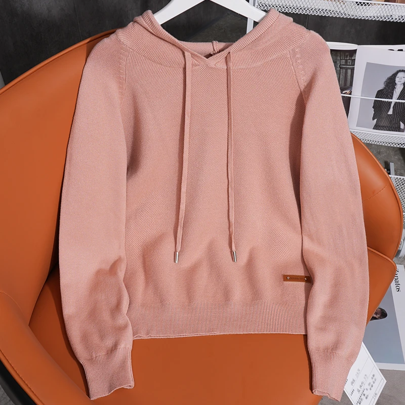 D 70002-1：秋装女士连帽长袖针织衫2024新款休闲上衣