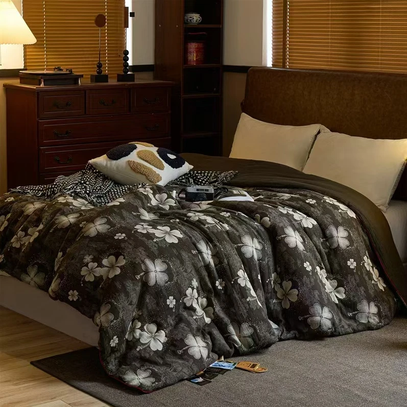 【幸运新星-棕】双层纱150*200cm高端亲肤舒适柔软轻奢双面可用