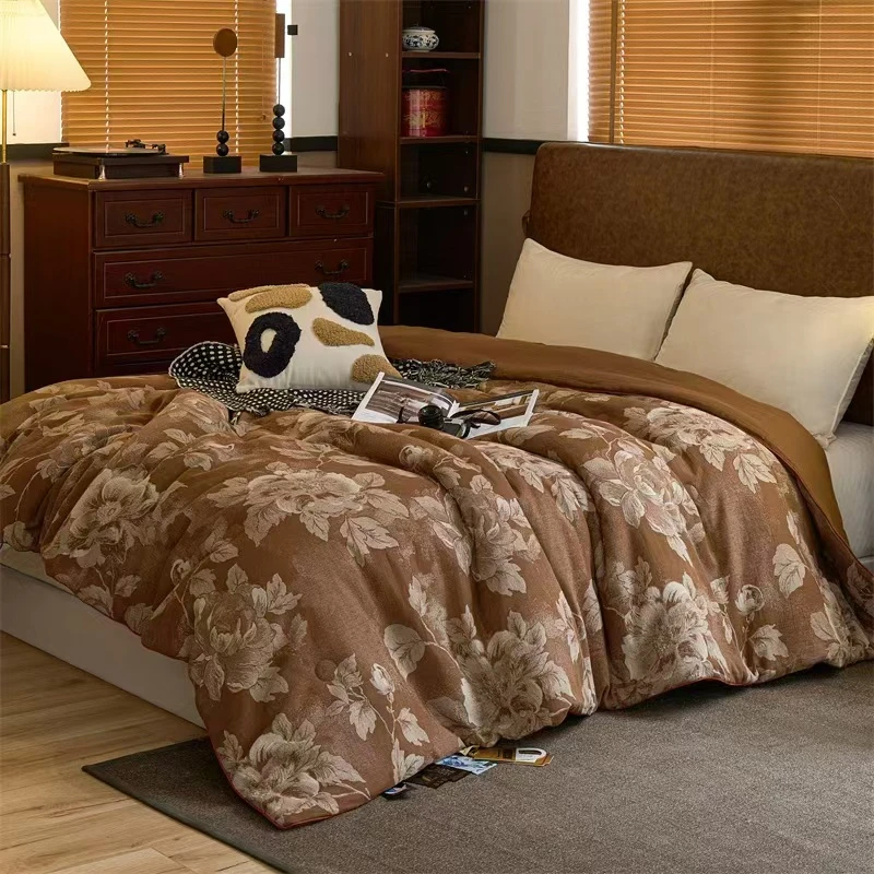 【爱丽日记-浅咖】双层纱150*200cm高端亲肤舒适柔软轻奢双面可用