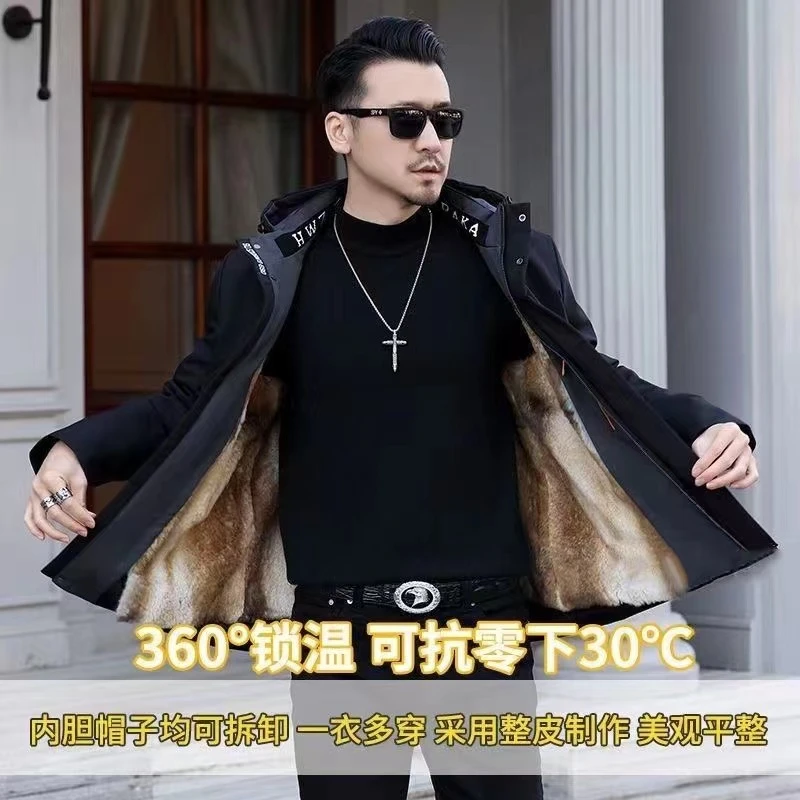 2023短款男士商务休闲帽子内胆可拆卸冬季御寒保暖外套LF-变色款