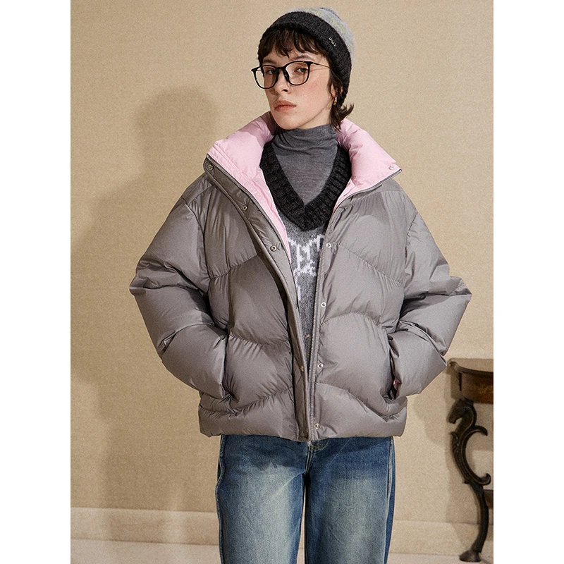 PINPINPLUS丨「甜巧蛋壳」活力撞色廓形保暖羽绒服外套 8C71701AYP