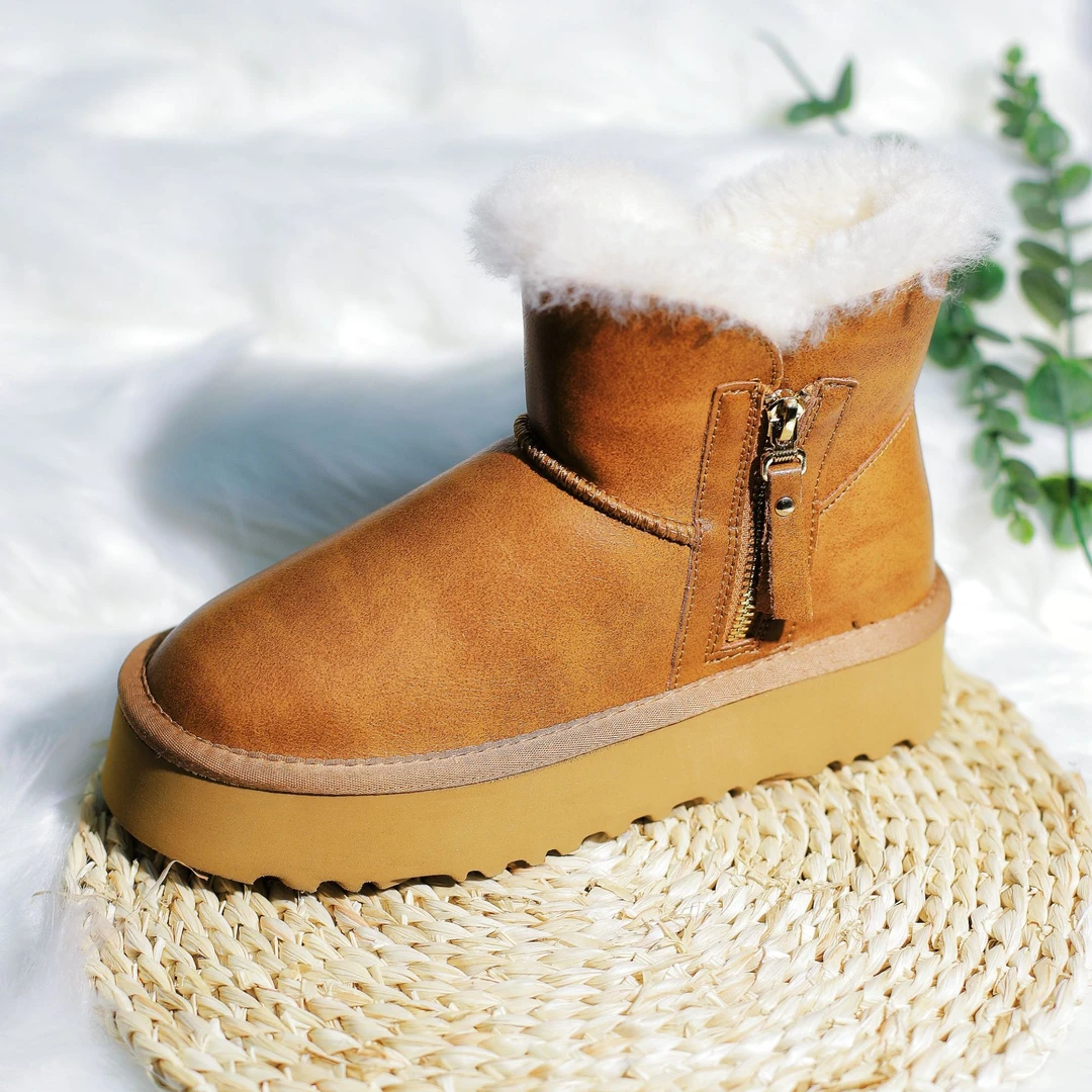 YGG2989【侧拉链】2025冬季百搭潮流保暖雪地靴防滑休闲时尚棉鞋女