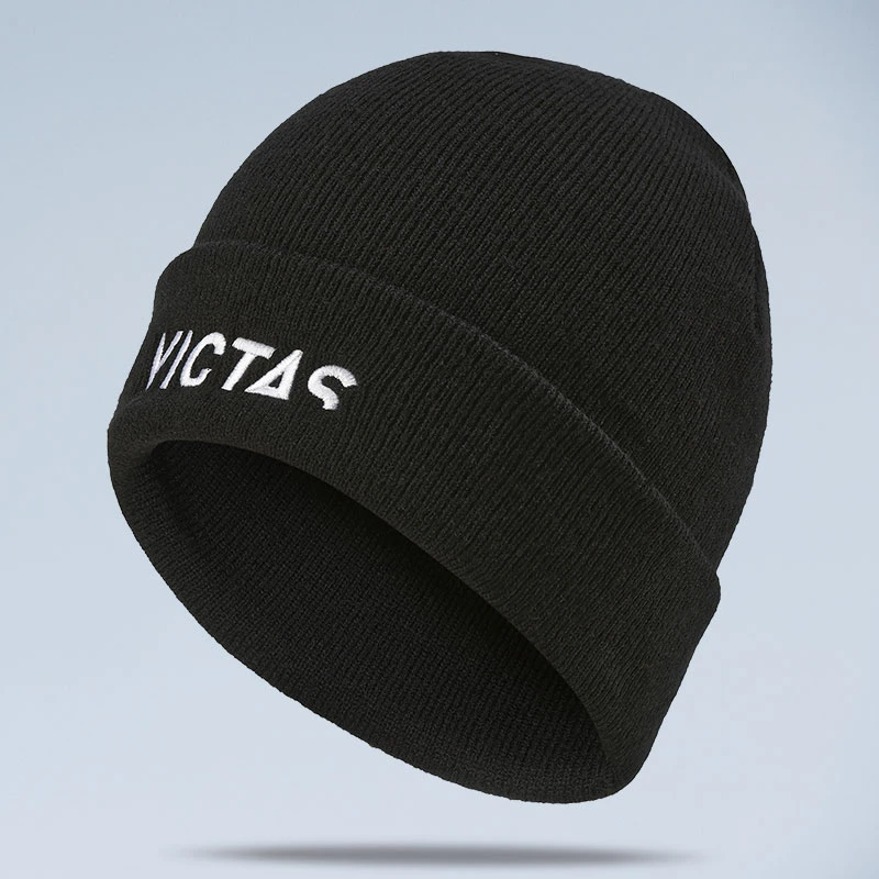 VICTAS维克塔斯乒乓球运动针织帽包头帽黑色保暖