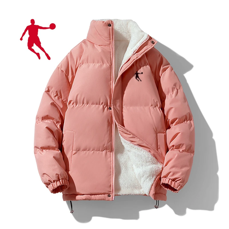 乔丹潮冬季女士加绒打底棉衣潮流棉服加厚棉袄情侣款休闲男士外套
