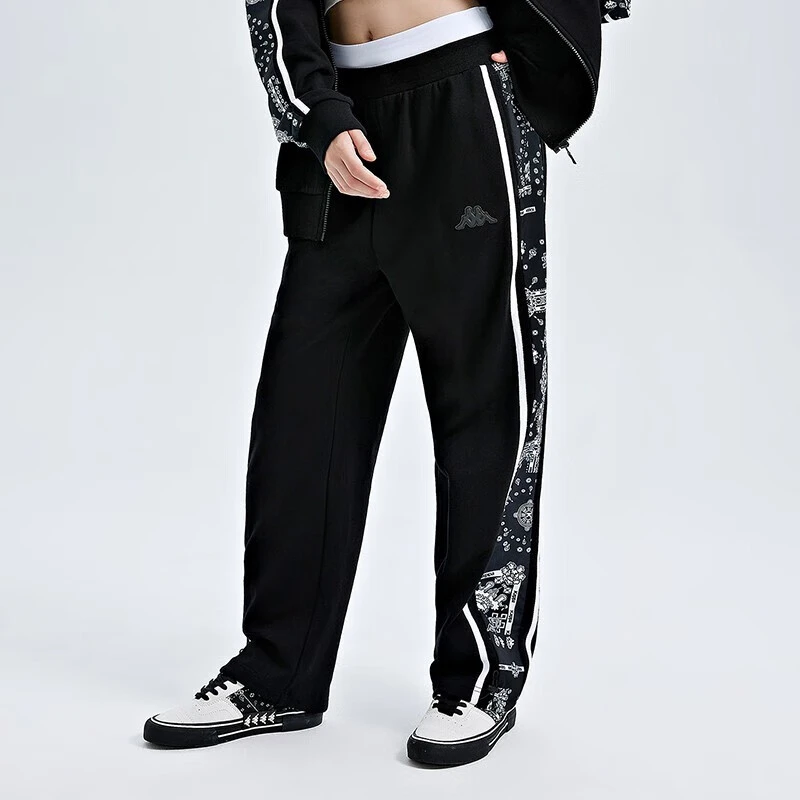 kappa黑色卡帕加厚裤子男士运动裤潮流秋季印花休闲裤K0CZ2AK01P