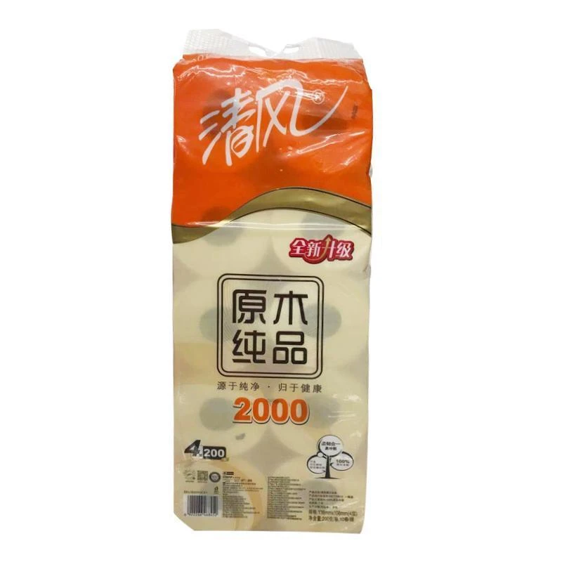 清风原木纯品4层200克10卷卷筒卫生纸