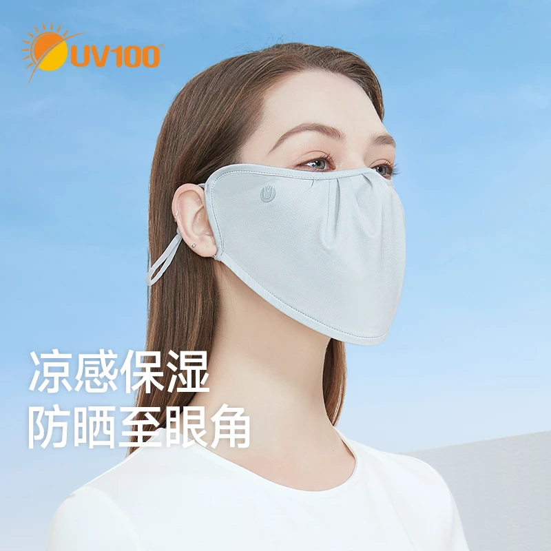 UV100防晒口罩女夏护眼角防紫外线轻薄透气冰丝专业遮阳面罩23505