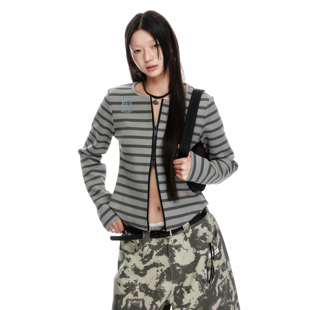 【直播间清仓款no退no换】拉链圆领修身开衫女夏季薄外套