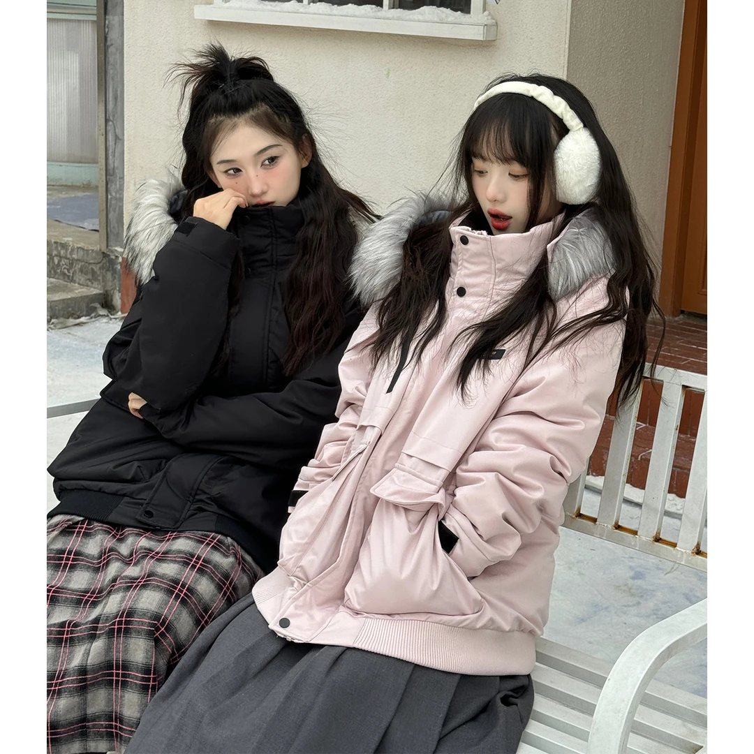 【直播间清仓款no退no换】EZEK 工装派克羽绒服女冬季90白鸭绒连帽
