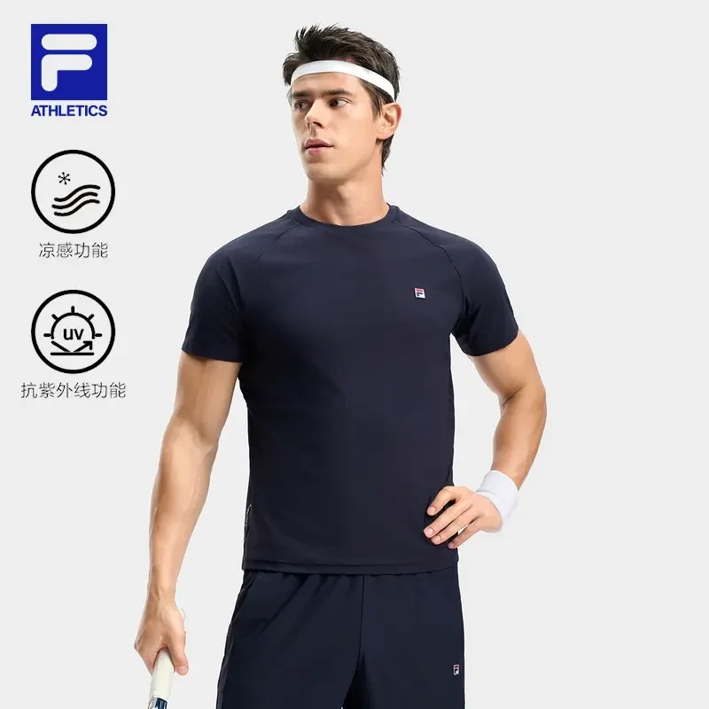 FILA/斐乐男装网球速干户外运动短袖夏季透气弹力T恤 A11M433108F