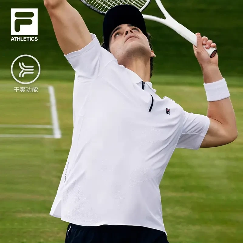 FILA/斐乐男装2024夏新款专业网球运动翻领短袖POLO衫A11M433107F