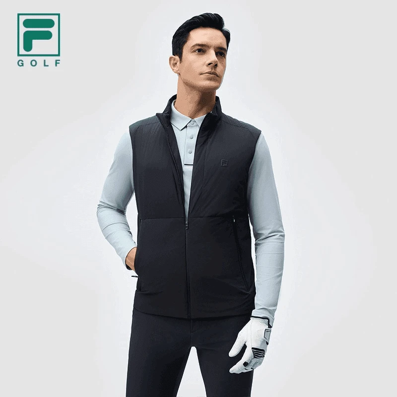 FILA斐乐官方男士马甲2024冬季新运动立领保暖上衣A11M445903