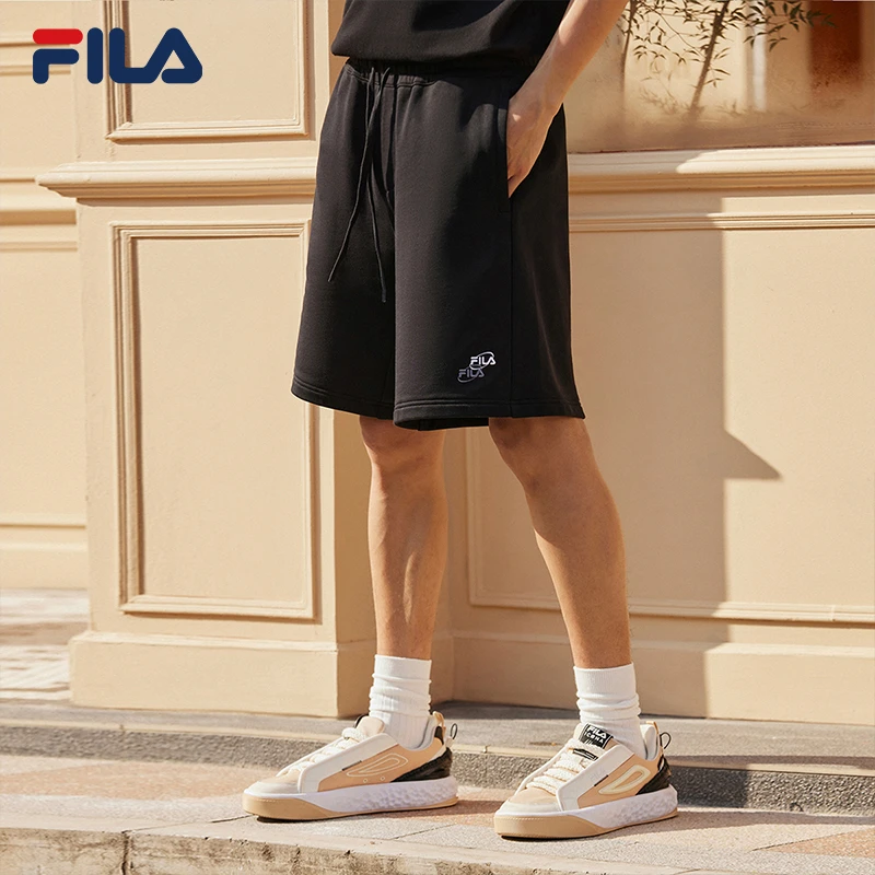 FILA/斐乐男子针织五分裤2023新款夏季时尚休闲运动裤F11M329607F