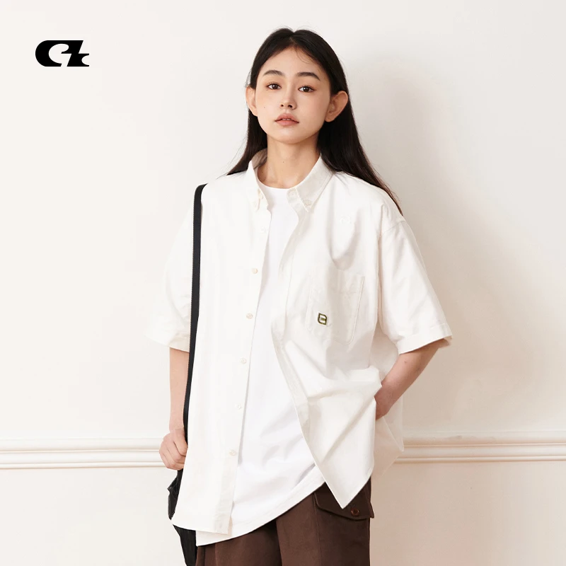 【ZB】ciza衬衫夏季宽松条纹休闲C341