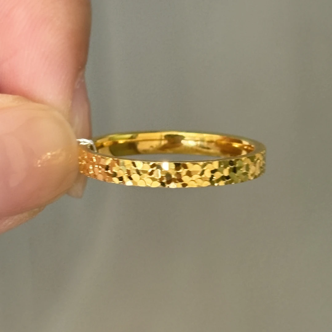 单面碎碎冰戒指 足金999  经典精致气质5G工艺女款黄金戒指